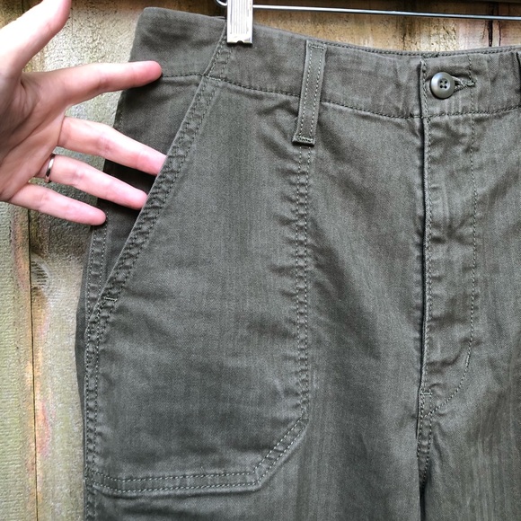 Levi’s High Rise Surplus Straight Utility Pant Size 31 Olive Green Ribcage Crop - Picture 7 of 15